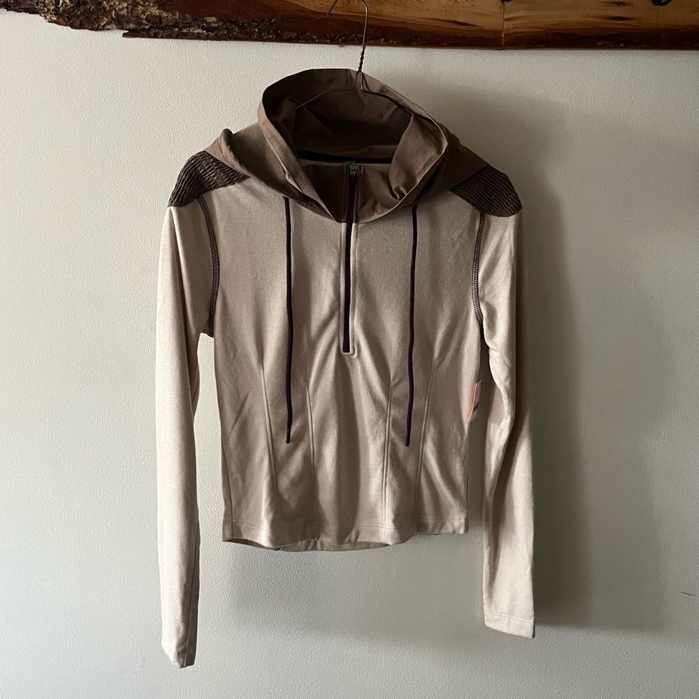 NWT Free People Movement Quarter Zip Athletic Hoodie XS Brown Beige
